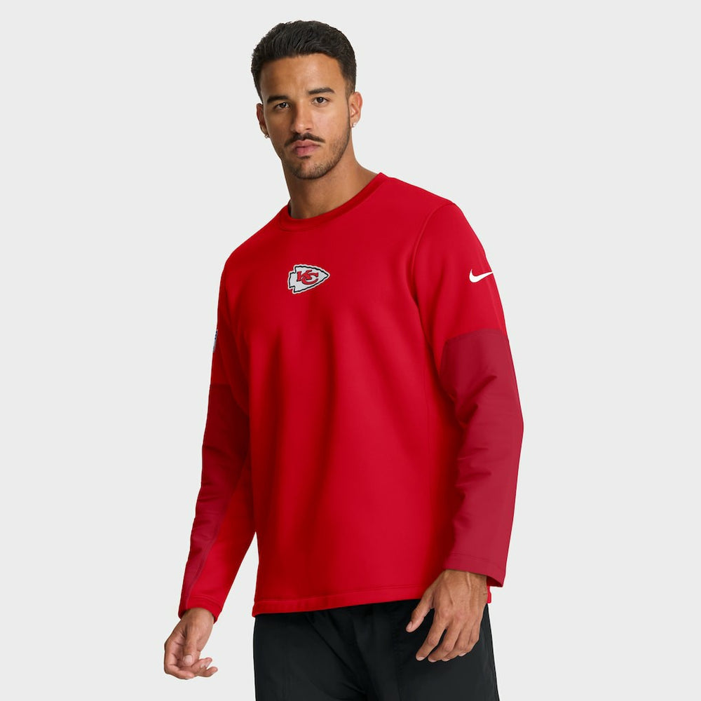 Kansas City Chiefs Sideline Coach Therma-FIT Long Sleeve T-Shirt - Red T-shirts