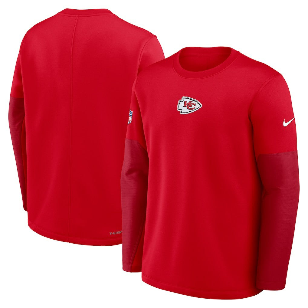 Kansas City Chiefs Sideline Coach Therma-FIT Long Sleeve T-Shirt - Red T-shirts