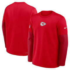 Kansas City Chiefs Sideline Coach Therma-FIT Long Sleeve T-Shirt - Red T-shirts