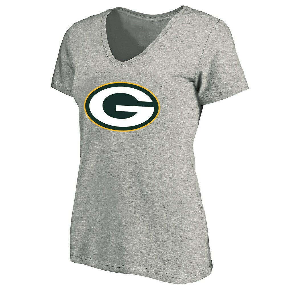 Green Bay Packers Women's Plus Size V-Neck T-Shirt - Heather Gray T-shirts
