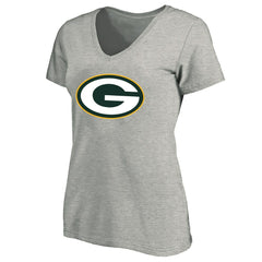 Green Bay Packers Women's Plus Size V-Neck T-Shirt - Heather Gray T-shirts
