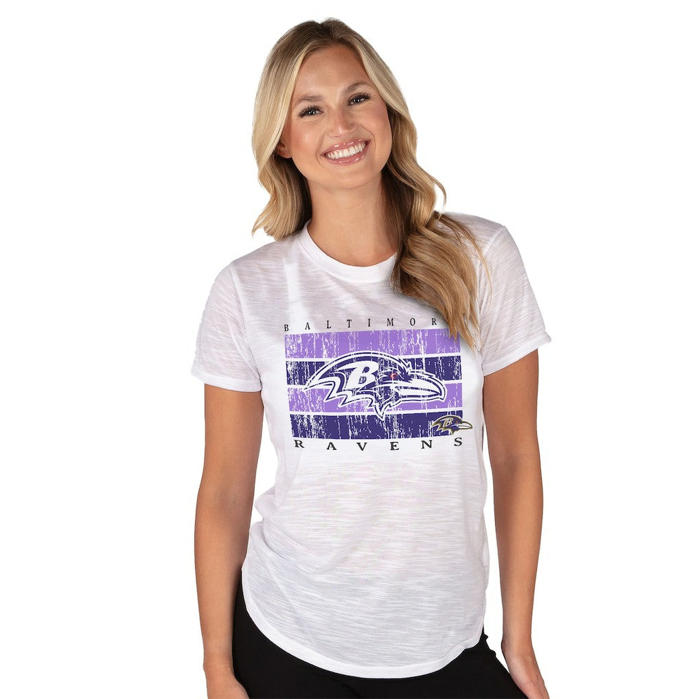 Baltimore Ravens Concepts Sport Women's Infuse Lightweight Slub Knit Top - White Tops