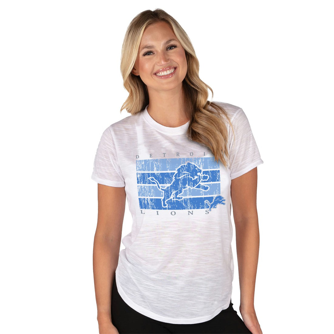 Detroit Lions Concepts Sport Women's Infuse Lightweight Slub Knit Top - White Tops