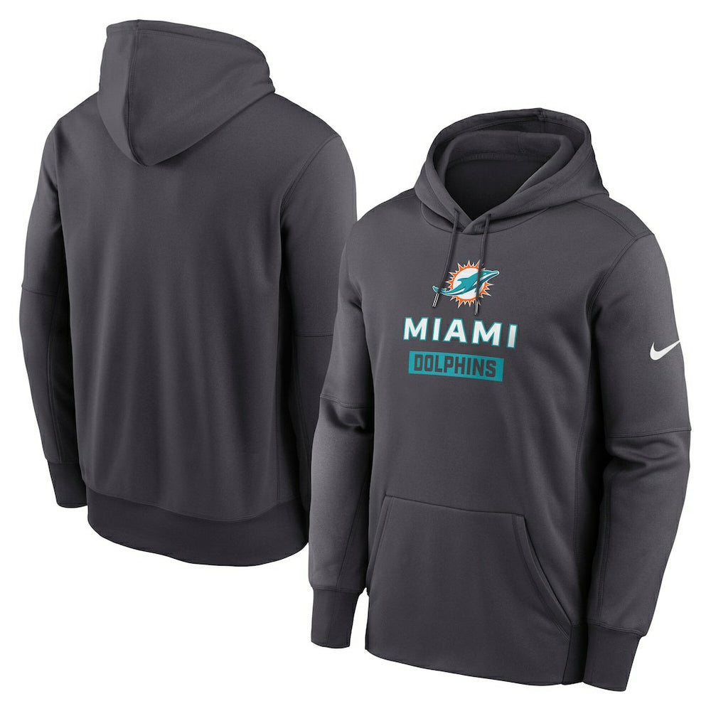 Miami Dolphins Toss Sweep Performance Pullover Hoodie - Anthracite Hoodies
