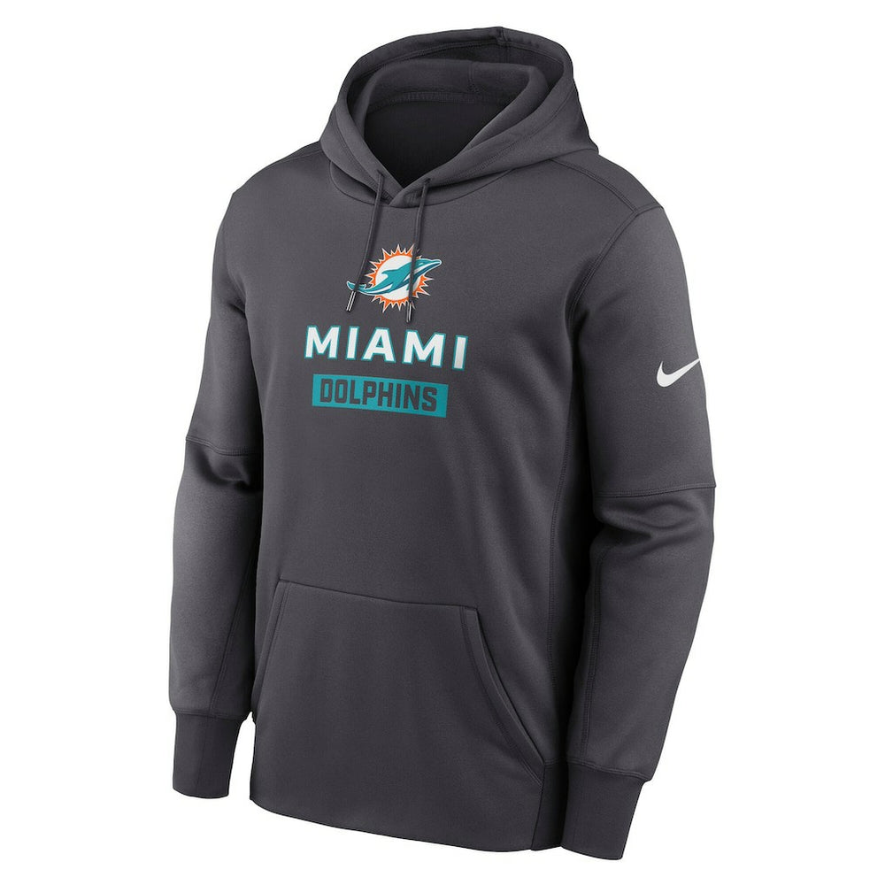 Miami Dolphins Toss Sweep Performance Pullover Hoodie - Anthracite Hoodies