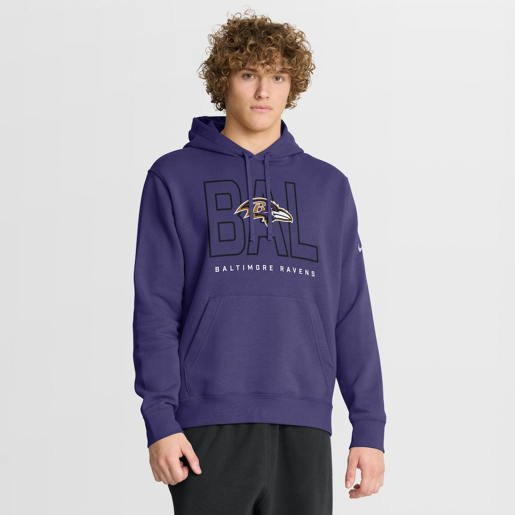 Baltimore Ravens Busted Play Club Fleece Pullover Hoodie - Purple Hoodies