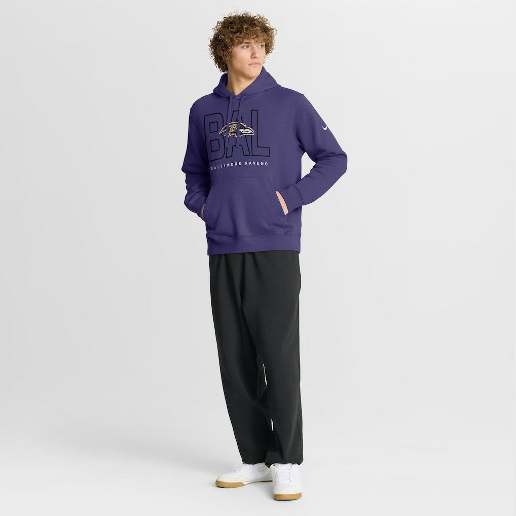 Baltimore Ravens Busted Play Club Fleece Pullover Hoodie - Purple Hoodies