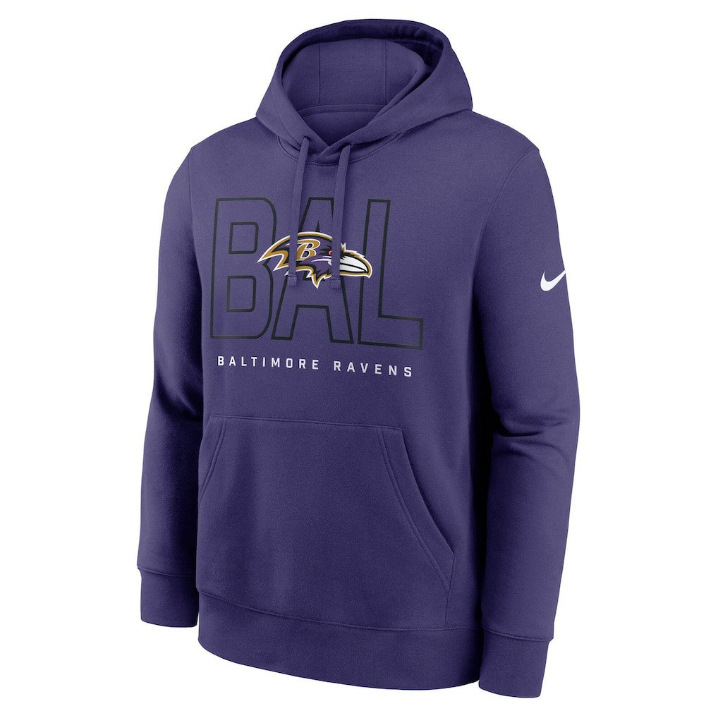 Baltimore Ravens Busted Play Club Fleece Pullover Hoodie - Purple Hoodies