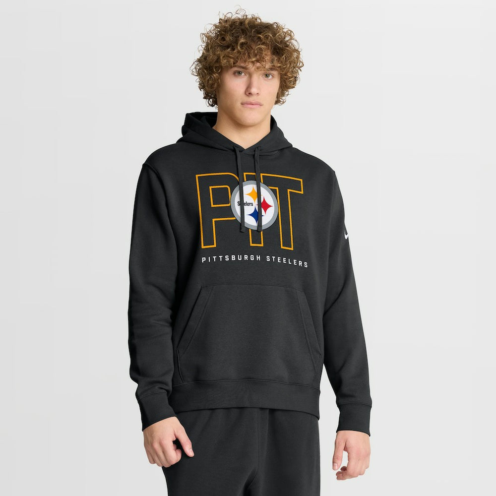 Pittsburgh Steelers Busted Play Club Fleece Pullover Hoodie - Black Hoodies