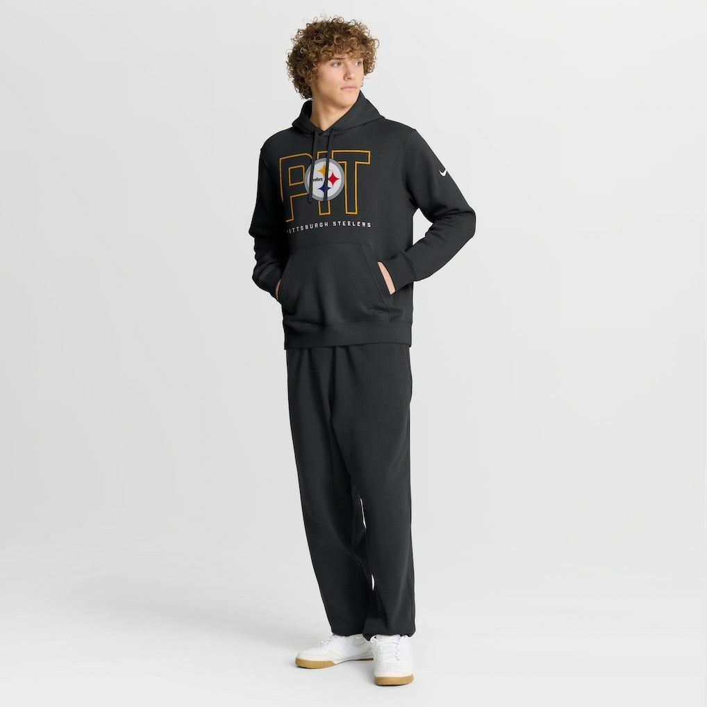 Pittsburgh Steelers Busted Play Club Fleece Pullover Hoodie - Black Hoodies