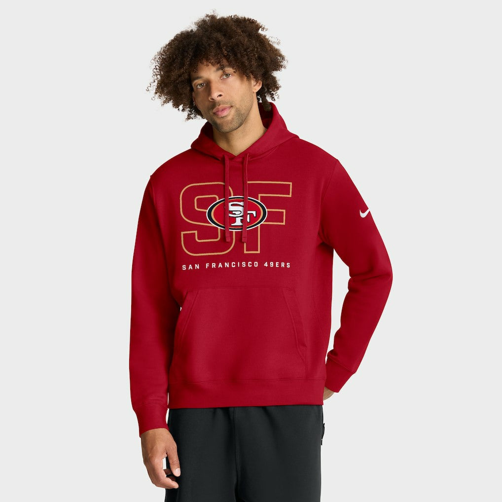 San Francisco 49ers Busted Play Club Fleece Pullover Hoodie - Scarlet Hoodies