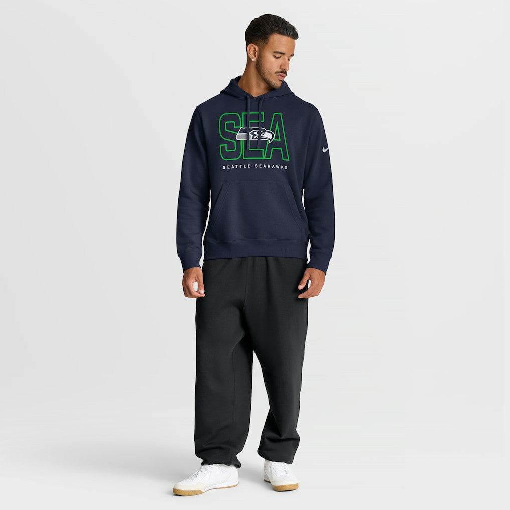 Seattle Seahawks Busted Play Club Fleece Pullover Hoodie - College Navy Hoodies