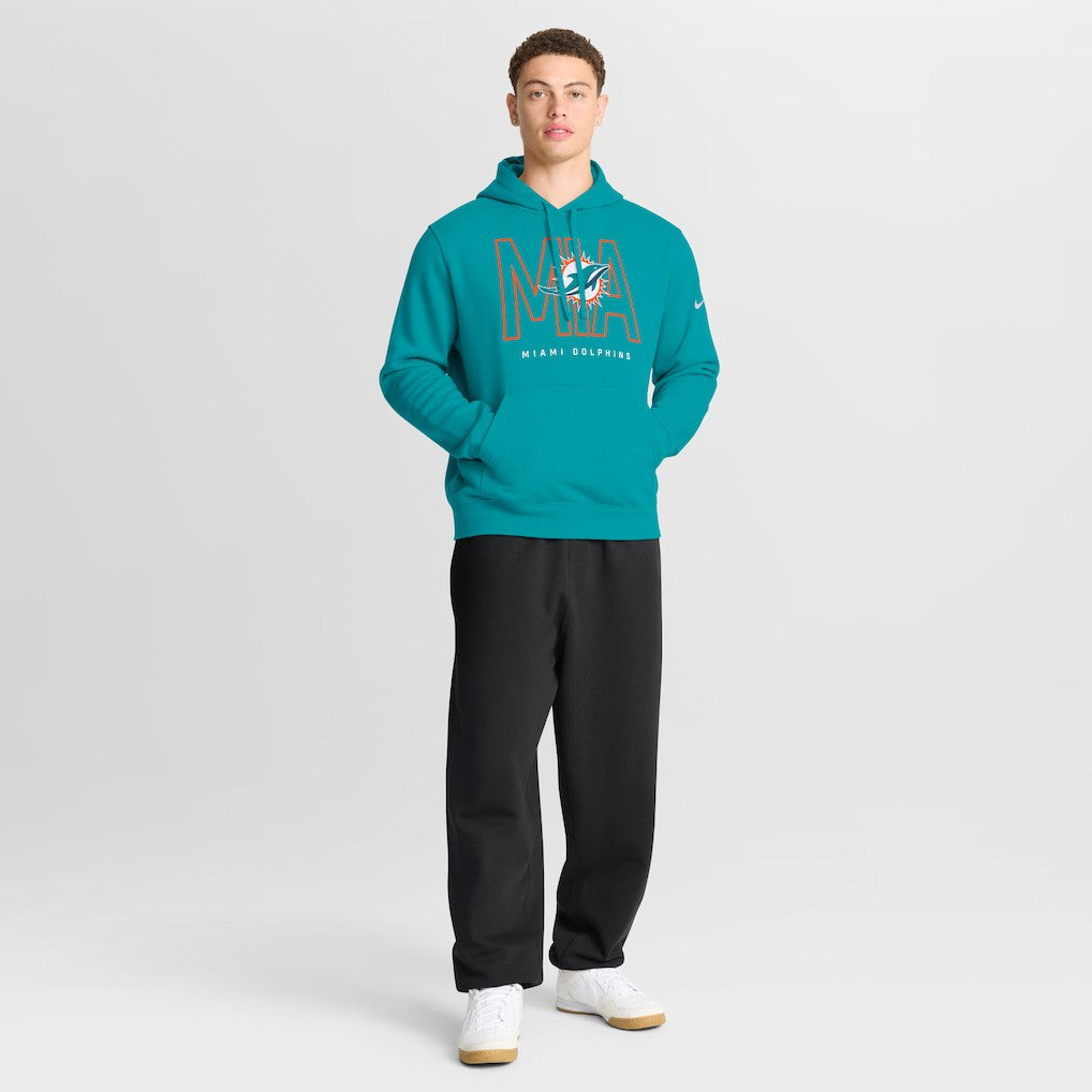 Miami Dolphins Busted Play Club Fleece Pullover Hoodie - Aqua Hoodies