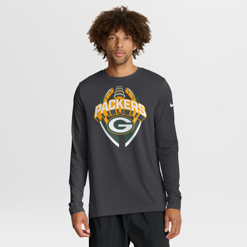 Green Bay Packers Primetime Legend Icon Performance Long Sleeve T-Shirt - Anthracite T-shirts
