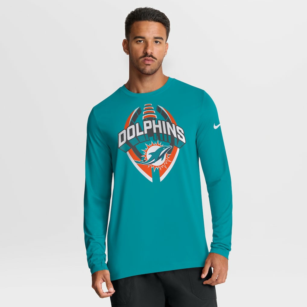 Miami Dolphins Primetime Legend Icon Performance Long Sleeve T-Shirt - Aqua T-shirts
