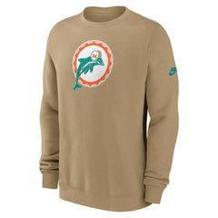 Miami Dolphins Swing Pass Rewind Club Pullover Sweatshirt - Tan Pullover