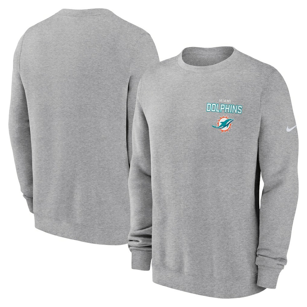 Miami Dolphins Primetime Club Fleece Pullover Sweatshirt - Heather Gray Pullover