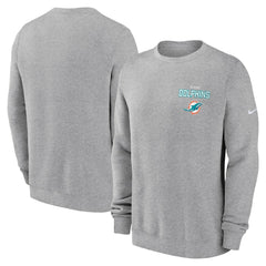 Miami Dolphins Primetime Club Fleece Pullover Sweatshirt - Heather Gray Pullover