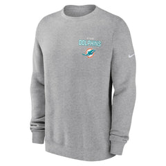 Miami Dolphins Primetime Club Fleece Pullover Sweatshirt - Heather Gray Pullover