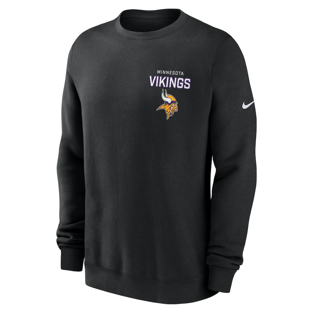 Minnesota Vikings Primetime Club Fleece Pullover Sweatshirt - Black Pullover
