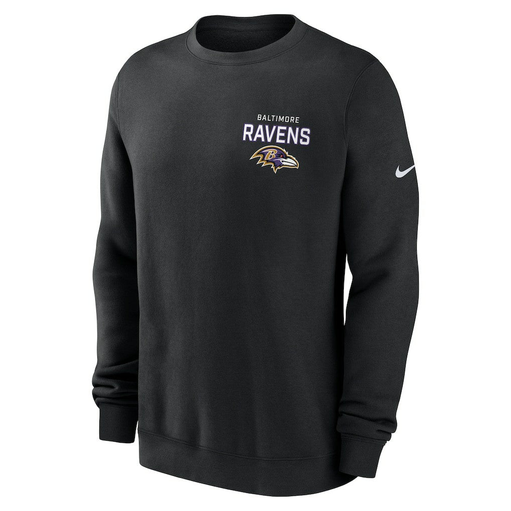 Baltimore Ravens Primetime Club Fleece Pullover Sweatshirt - Black Pullover