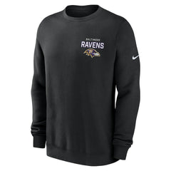 Baltimore Ravens Primetime Club Fleece Pullover Sweatshirt - Black Pullover