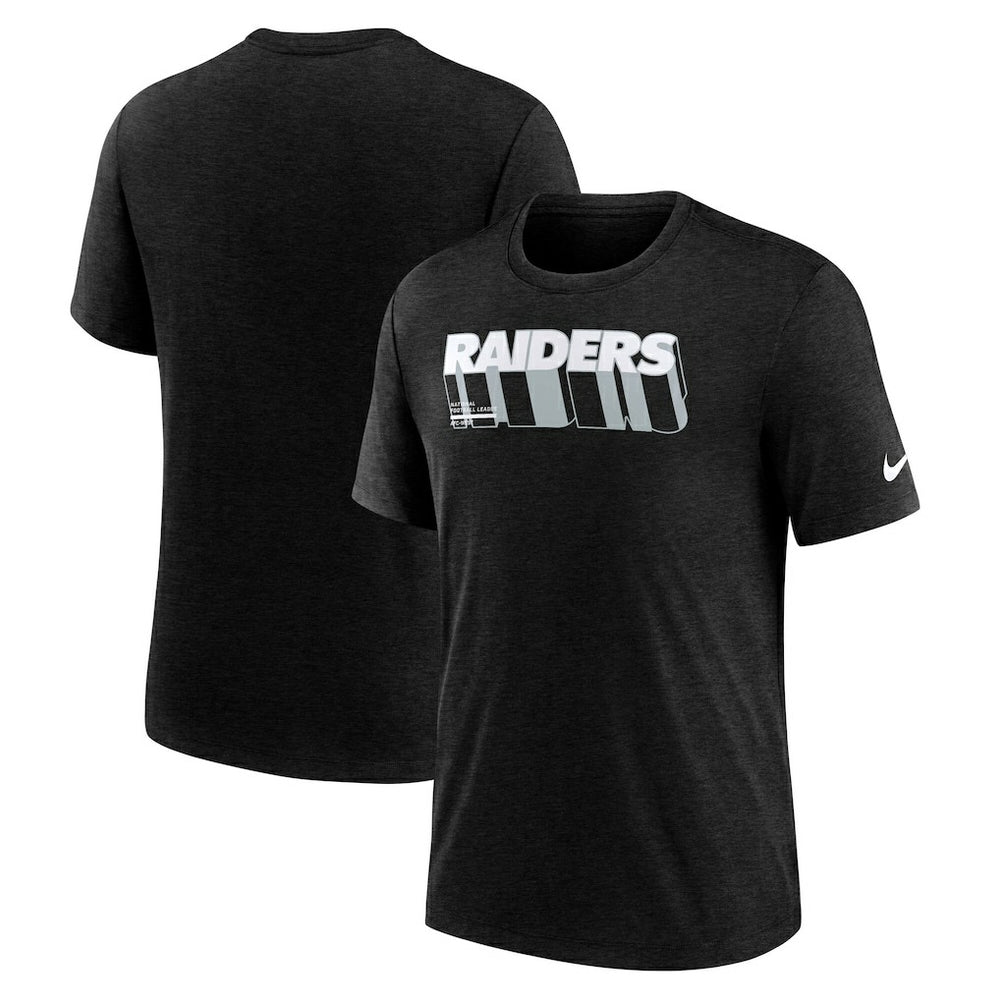 Las Vegas Raiders Long Pass Tri-Blend T-Shirt - Heather Black T-shirts