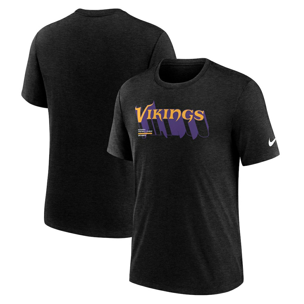 Minnesota Vikings Long Pass Tri-Blend T-Shirt - Heather Black T-shirts