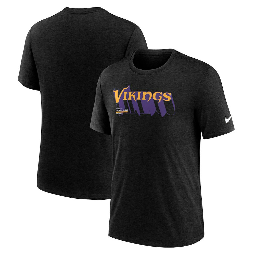 Minnesota Vikings Long Pass Tri-Blend T-Shirt - Heather Black T-shirts