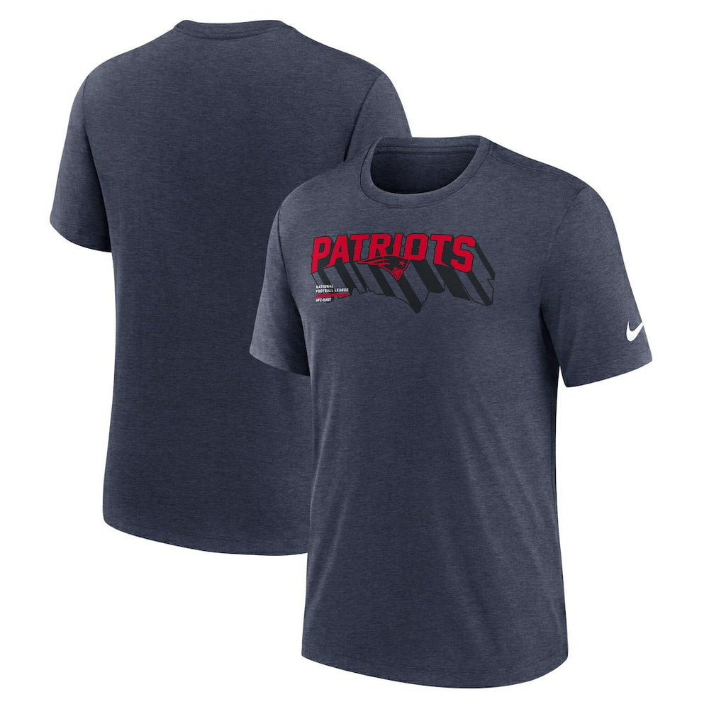 New England Patriots Long Pass Tri-Blend T-Shirt - Heather Navy T-shirts