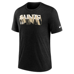 New Orleans Saints Long Pass Tri-Blend T-Shirt - Heather Black T-shirts