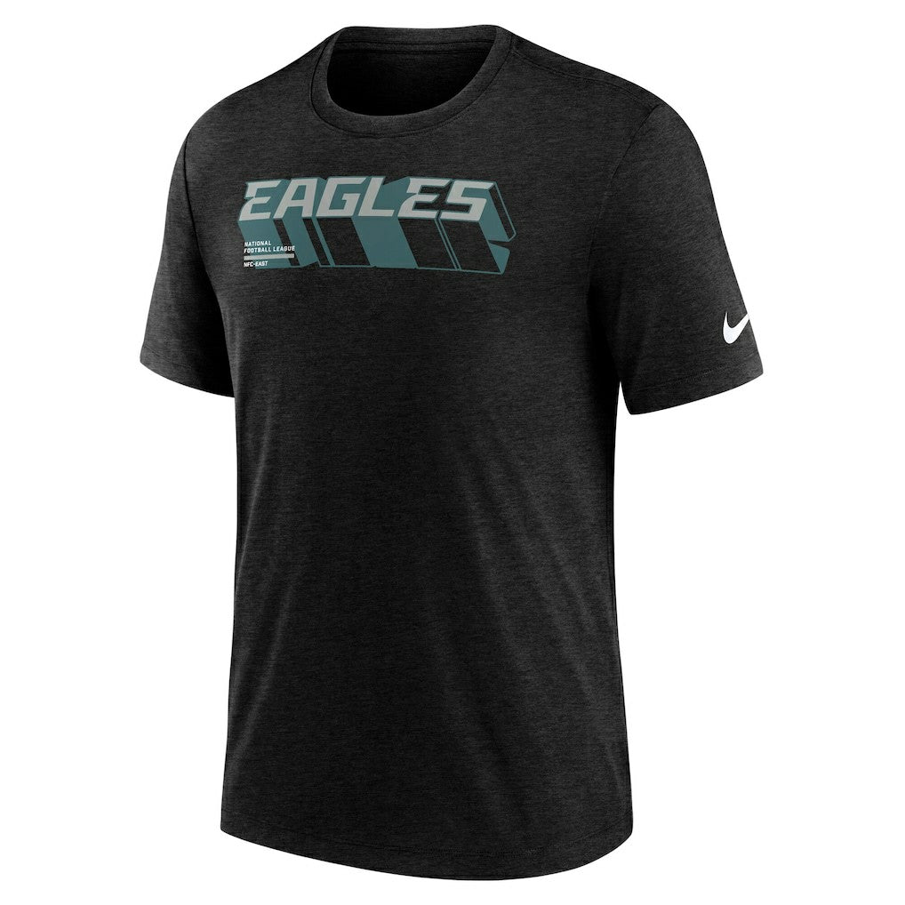 Philadelphia Eagles Long Pass Tri-Blend T-Shirt - Heather Black T-shirts