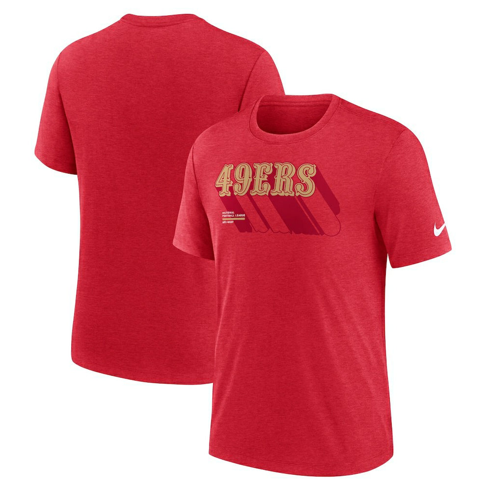 San Francisco 49ers Long Pass Tri-Blend T-Shirt - Heather Scarlet T-shirts