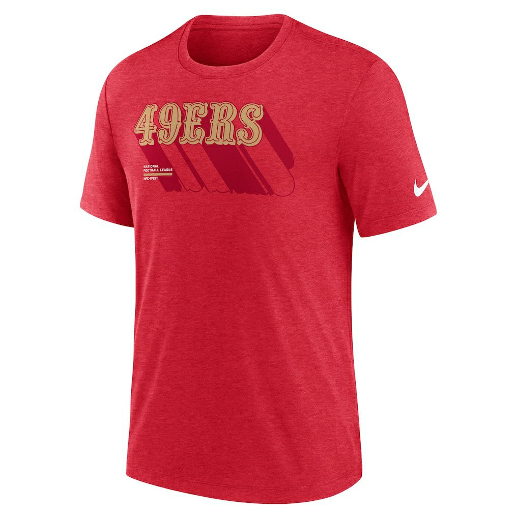 San Francisco 49ers Long Pass Tri-Blend T-Shirt - Heather Scarlet T-shirts