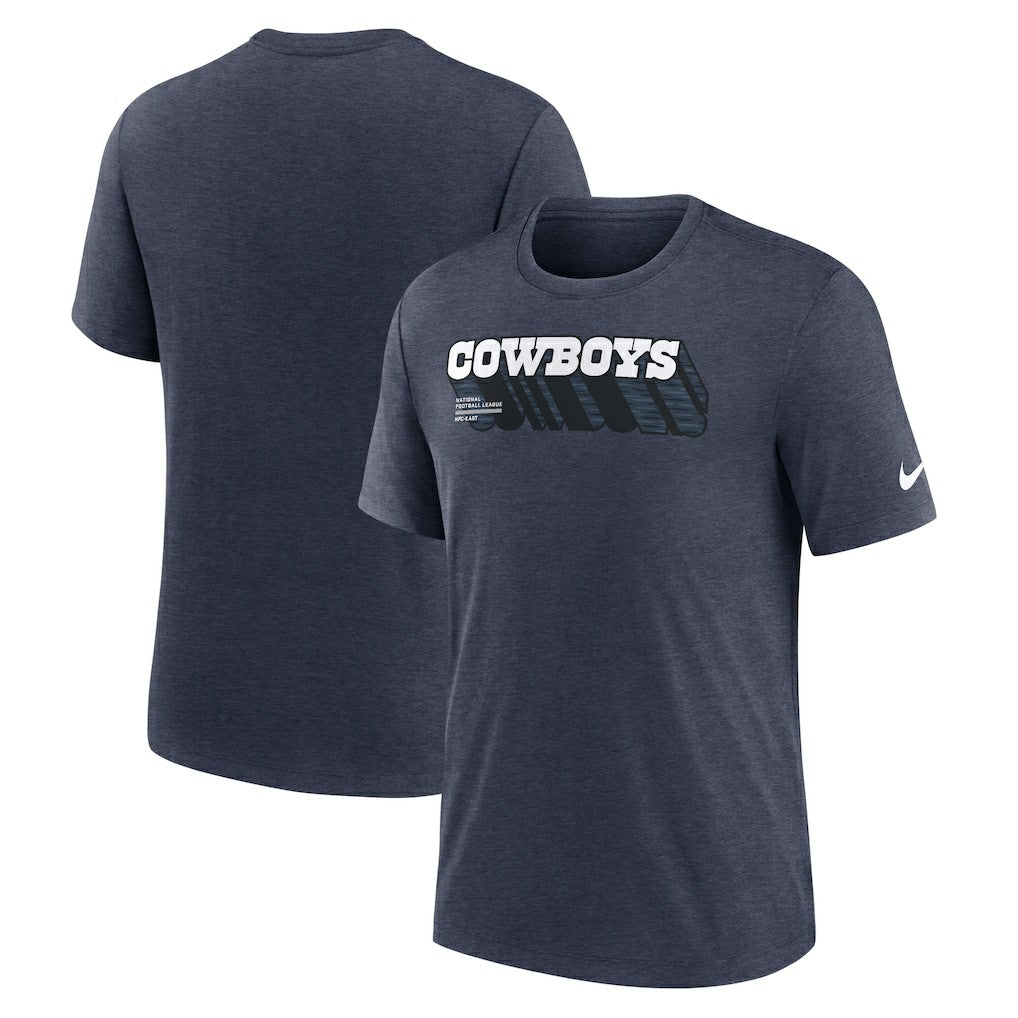 Dallas Cowboys Long Pass Tri-Blend T-Shirt - Heather Navy T-shirts