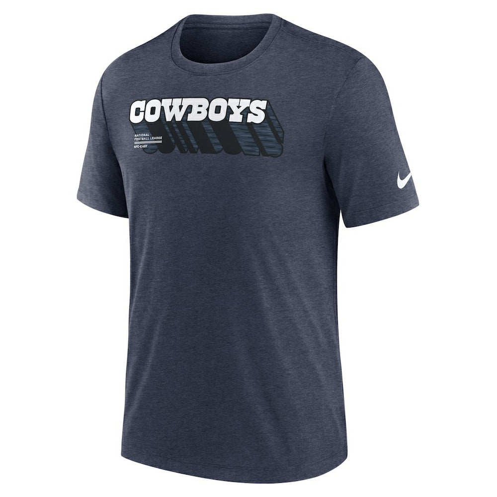 Dallas Cowboys Long Pass Tri-Blend T-Shirt - Heather Navy T-shirts