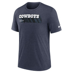 Dallas Cowboys Long Pass Tri-Blend T-Shirt - Heather Navy T-shirts