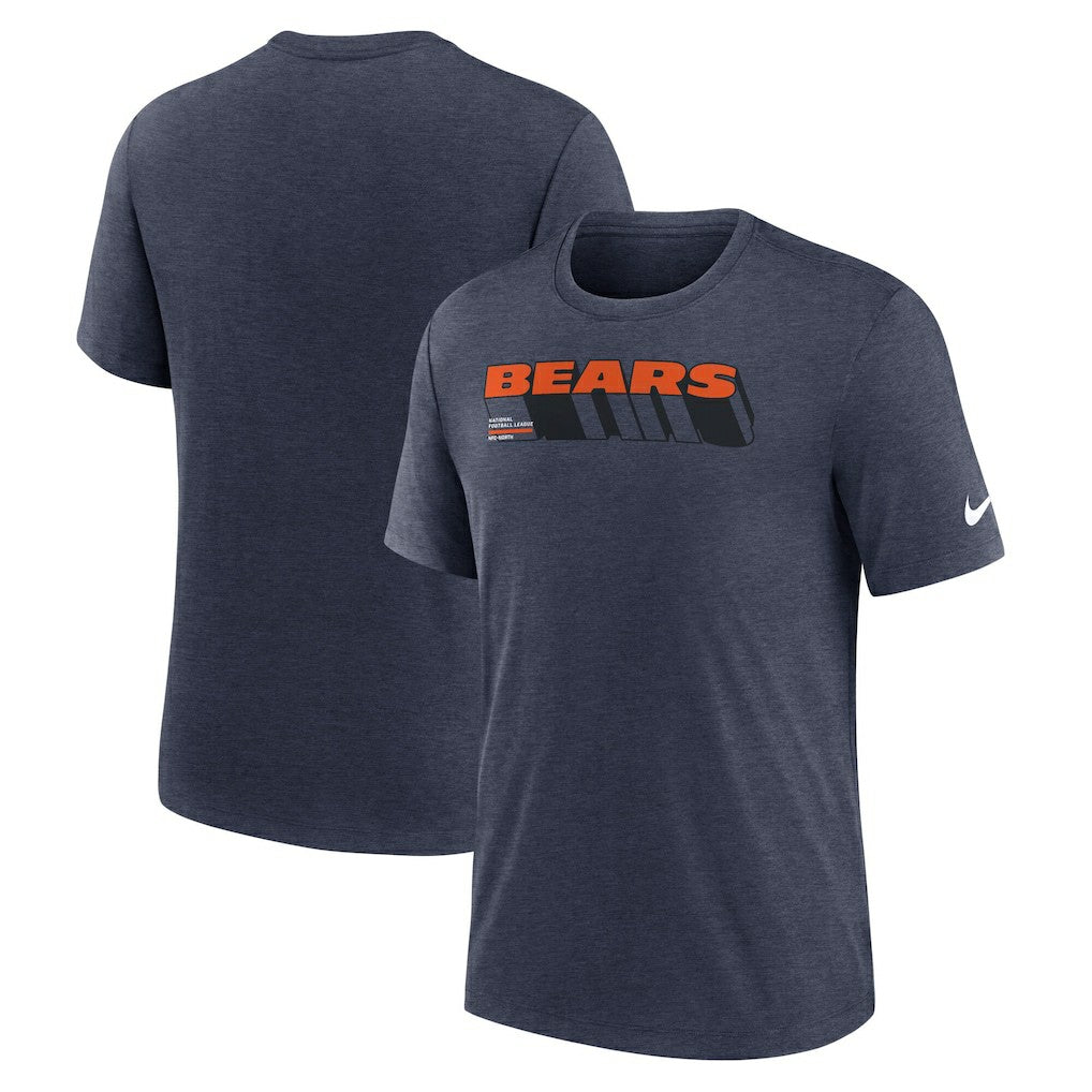 Chicago Bears Long Pass Tri-Blend T-Shirt - Heather Navy T-shirts