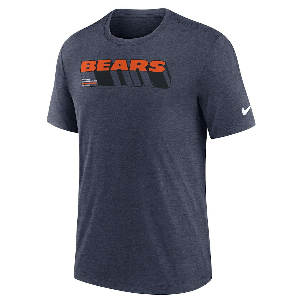 Chicago Bears Long Pass Tri-Blend T-Shirt - Heather Navy T-shirts