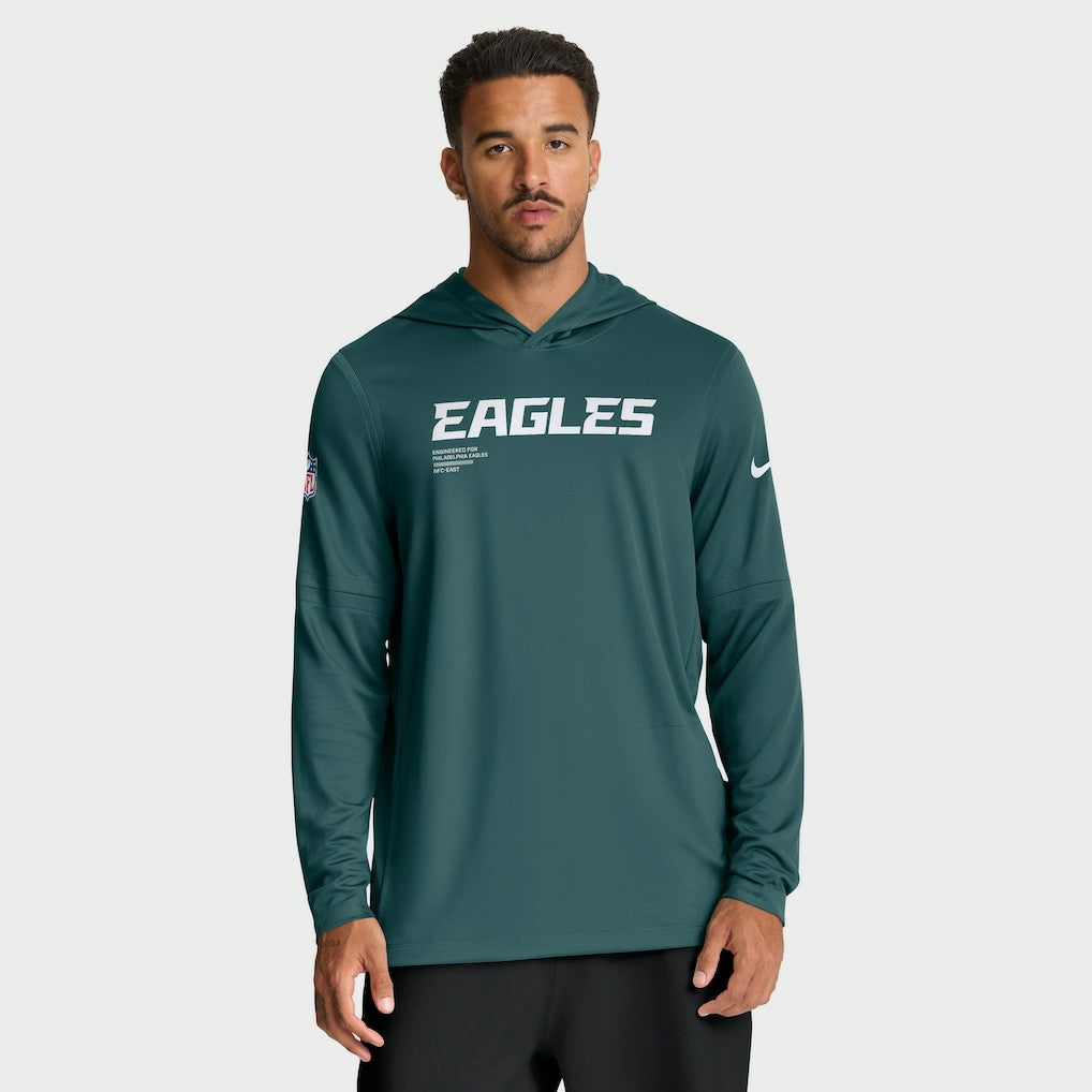 Philadelphia Eagles Big & Tall Sideline Dri-FIT Long Sleeve Hoodie T-Shirt - Midnight Green Hoodies