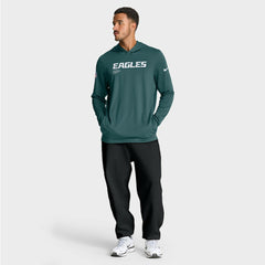 Philadelphia Eagles Big & Tall Sideline Dri-FIT Long Sleeve Hoodie T-Shirt - Midnight Green Hoodies