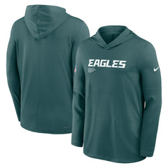 Philadelphia Eagles Big & Tall Sideline Dri-FIT Long Sleeve Hoodie T-Shirt - Midnight Green Hoodies