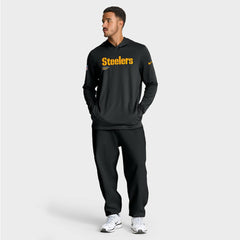 Pittsburgh Steelers Big & Tall Sideline Dri-FIT Long Sleeve Hoodie T-Shirt - Black Hoodies