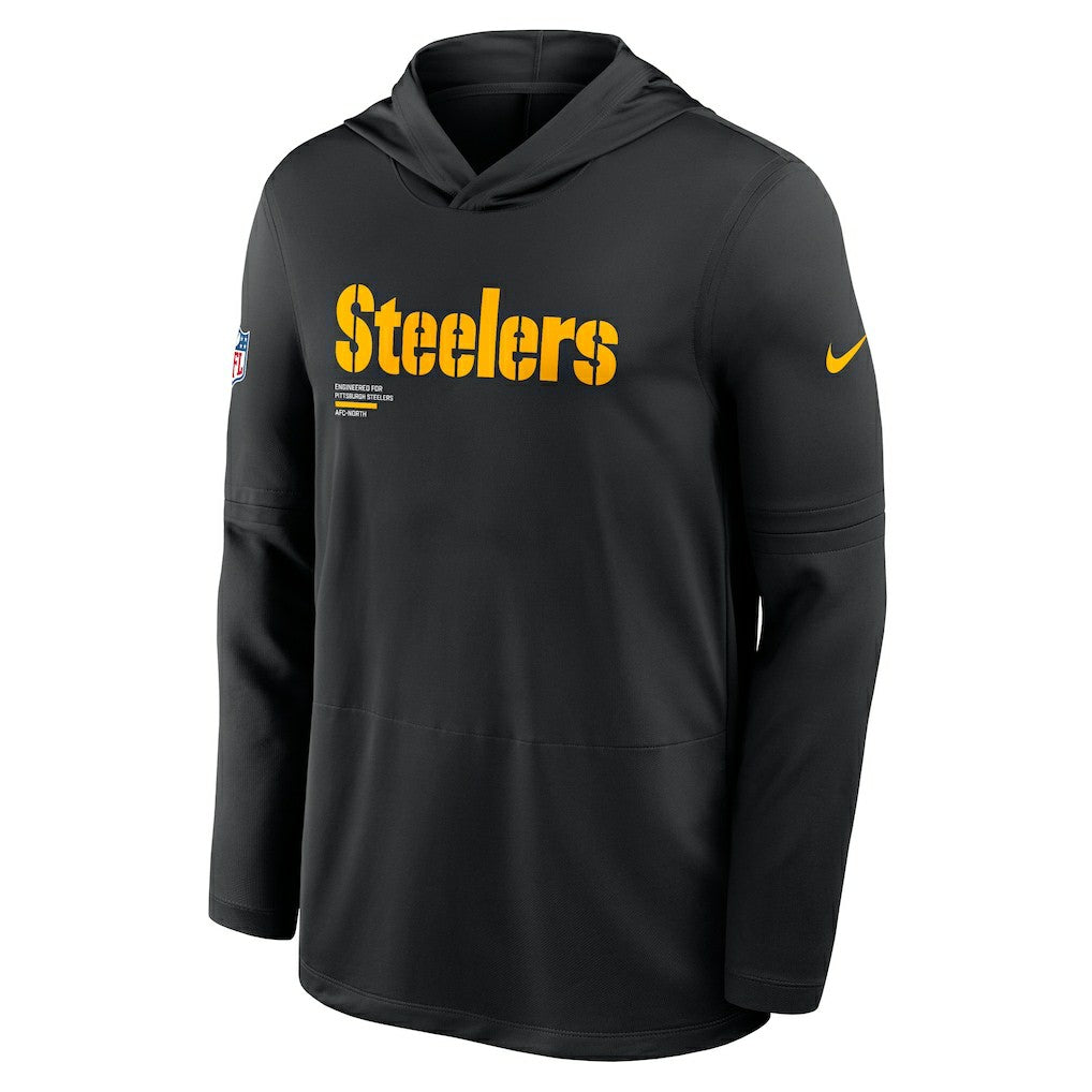Pittsburgh Steelers Big & Tall Sideline Dri-FIT Long Sleeve Hoodie T-Shirt - Black Hoodies