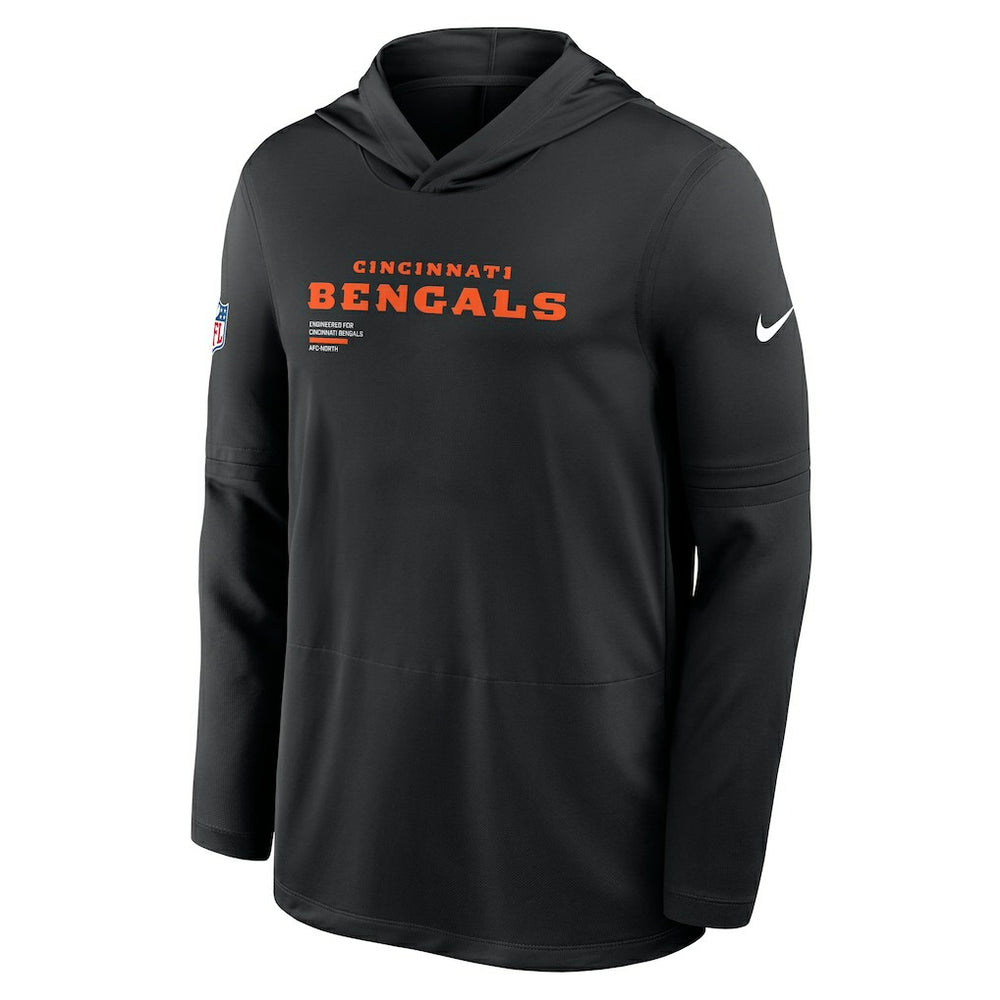 Cincinnati Bengals Big & Tall Sideline Dri-FIT Long Sleeve Hoodie T-Shirt - Black Hoodies