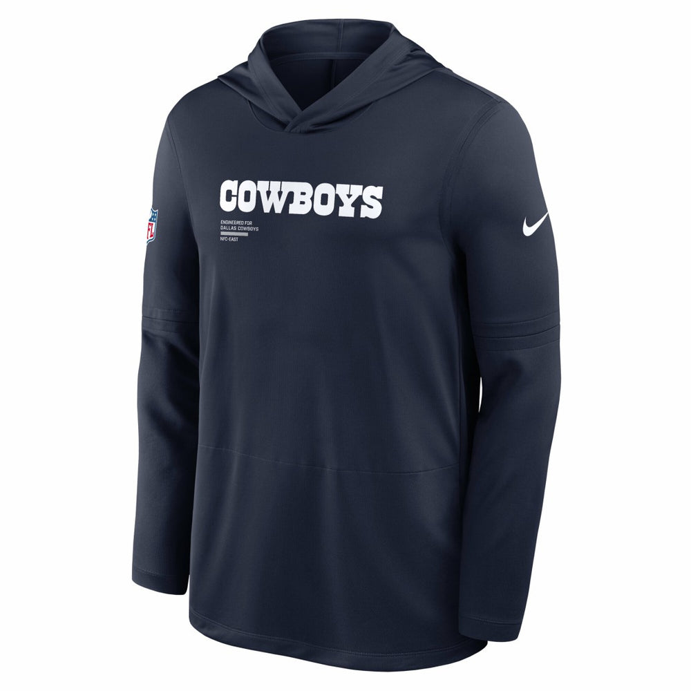 Dallas Cowboys Big & Tall Sideline Dri-FIT Long Sleeve Hoodie T-Shirt - Navy Hoodies