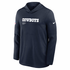 Dallas Cowboys Big & Tall Sideline Dri-FIT Long Sleeve Hoodie T-Shirt - Navy Hoodies