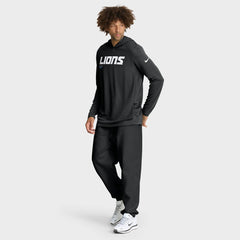 Detroit Lions Big & Tall Sideline Dri-FIT Long Sleeve Hoodie T-Shirt - Black Hoodies