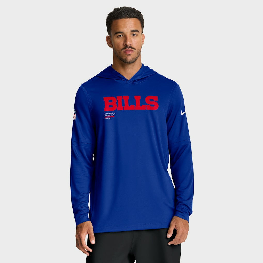 Buffalo Bills Big & Tall Sideline Dri-FIT Long Sleeve Hoodie T-Shirt - Royal Hoodies