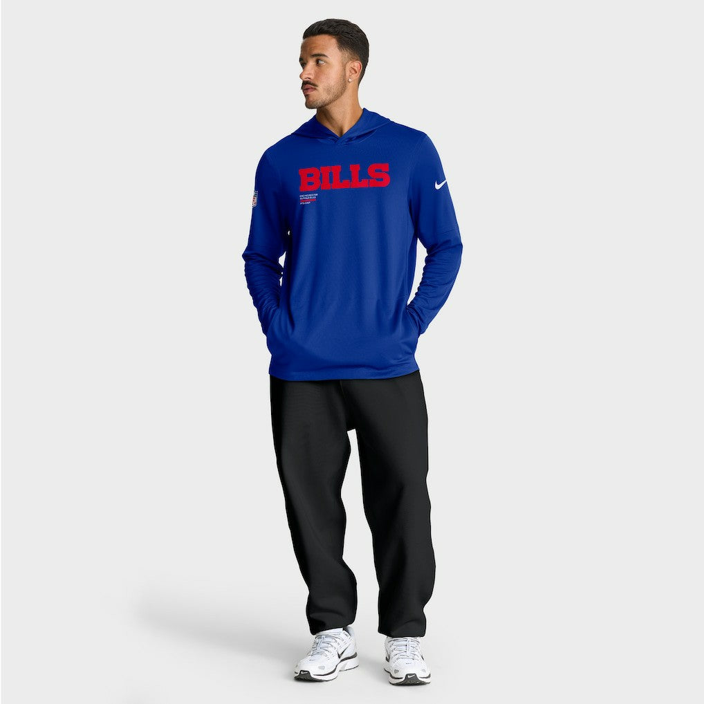 Buffalo Bills Big & Tall Sideline Dri-FIT Long Sleeve Hoodie T-Shirt - Royal Hoodies